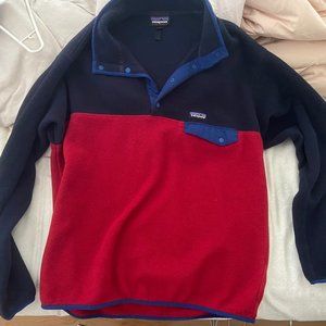 Patagonia Men's Lightweight Synchilla Snap T Pullover - Blue/Red Large